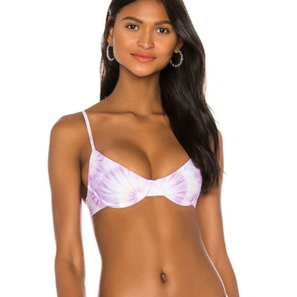 Beach Riot NWT Camilla Tie Dye Bikini Top Size M Underwire Bra Purple Orange